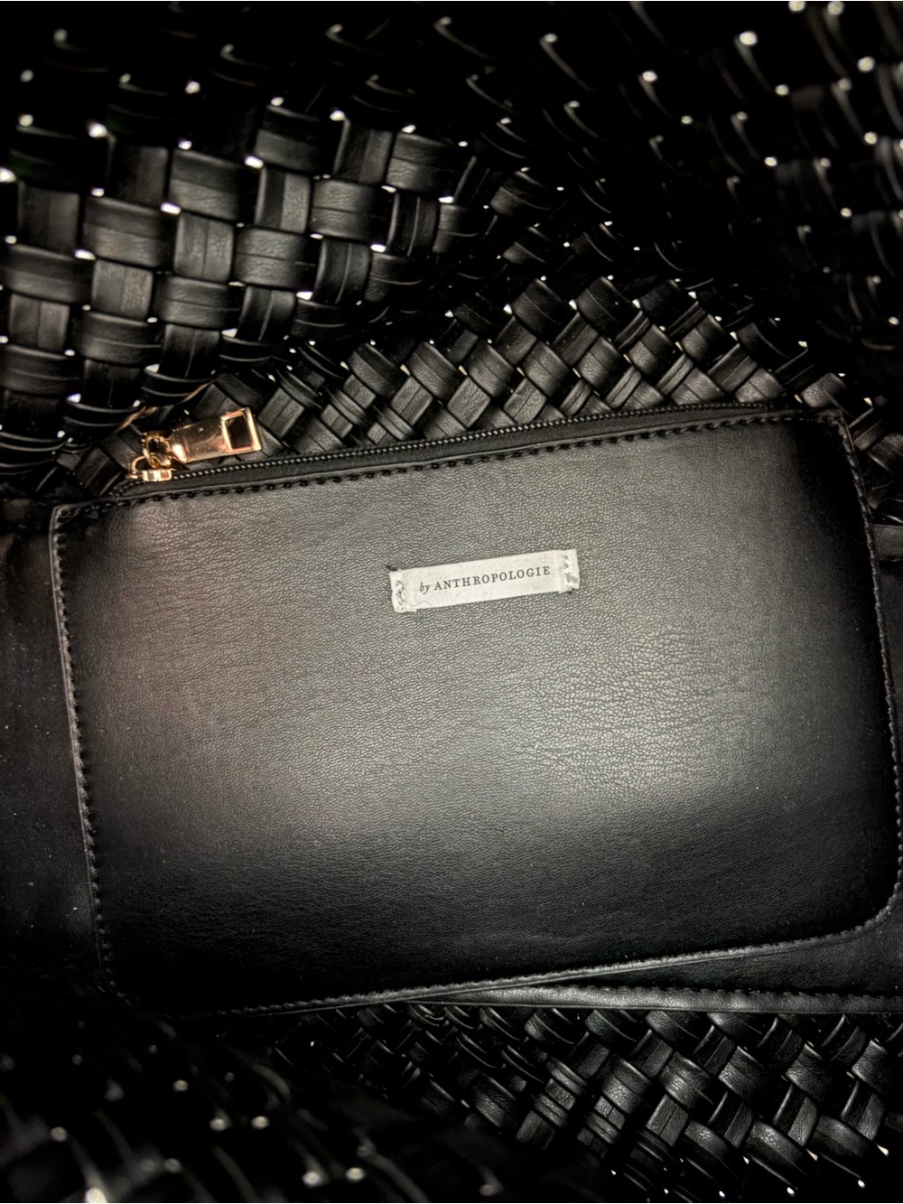 Anthropologie oversized Woven Leather Shoulder Bag - Picture 3 of 3